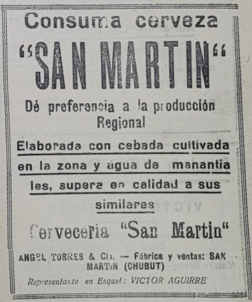 Publicidad de cerveza San
Martín que insta al consumidor a elegir productos regionales.