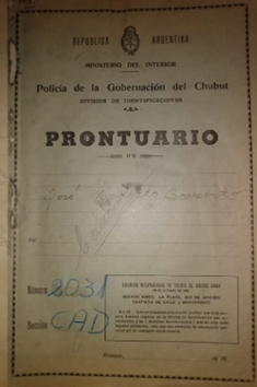 Prontuario de José
Modesto Barrientos. 