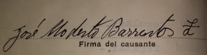 Firma de José Modesto Barrientos. 